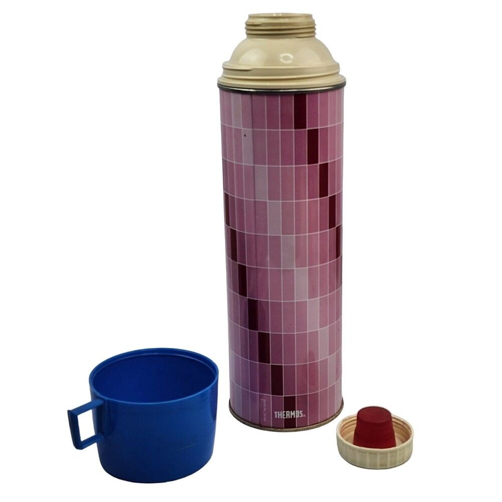 King Seeley Thermos Pink‎ to Maroon Color Gradient Vintage